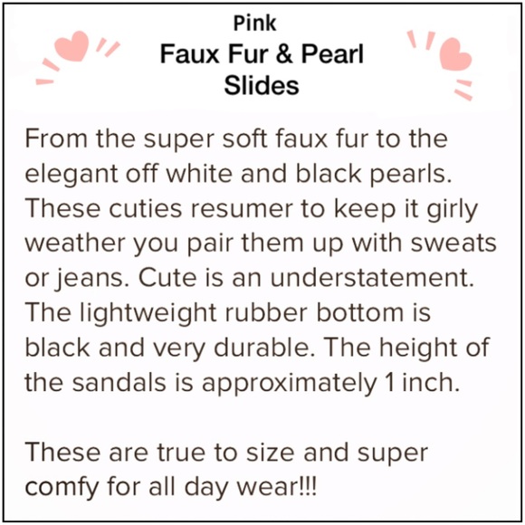 Pink faux fur & Pearl slides-Last pair! - Picture 5 of 5